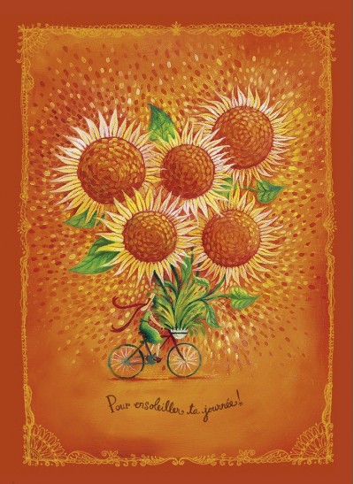 Fleurs soleil à vélo