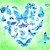 Coeur de papillons bleus - #cou-144